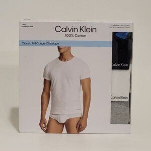 NEW Calvin Klein White/Black/Grey Men's 3 Pack Crewneck Cotton